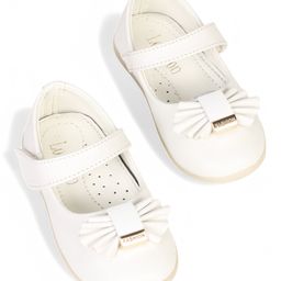 Lil Lollipop Bow Applique Detailed With Velcro Closure Mary Jane Ballerinas - White-image-64