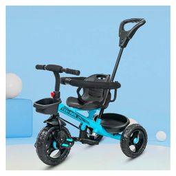 Kidsmate Xplorer Kids Tricycle without Canopy | Durable Plug & Play Baby Trike with EVA Wheels, Safety Rail & Push Handle for Parents | Safe & Comfortable Ride for Toddlers 12-48 Months - Blue-10