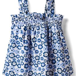 Babyhug Rayon Woven Sleeveless Top with Smocking & Floral Print - Light Blue-image-64