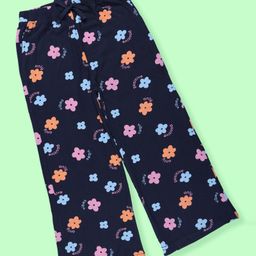 Kiddopanti Cotton Knit Floral Printed Pajama - Navy Blue-image-88