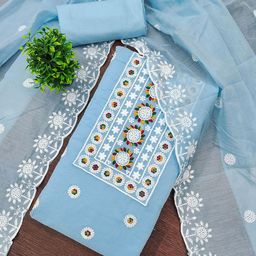MANVAA Embroidered Thread Work Chanderi Cotton Unstitched Dress Material-picture-25