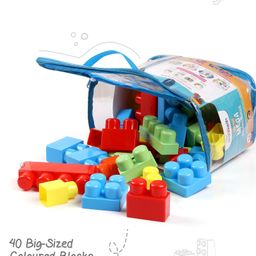 Intelliskills Premium 40 Mega Building Blocks|Large Multicolour Bricks|Infinite formations|Stack & Fix|Construction Activity Set|Educator Recommended image 2