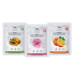 TNW The Natural Wash Papaya + Vitamin C + Rose Face Sheet Mask Combo-picture-45