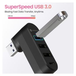 Portronics POR-2926 MPort Spin 4-in-1 USB Hub with Type-C, USB 3.0 SuperSpeed, Rotating USB Plug, 2-Port USB 2.0 High-Speed, for Laptop, PC (Black) image 4