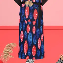 ArtzFolio Blue & Red Printed Cotton Waist Apron-15