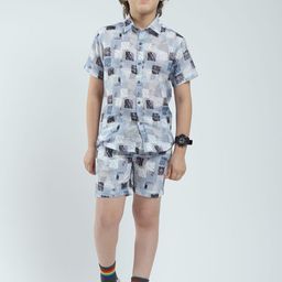 Monte Carlo Boys Printed Collared Shirt & Bermuda Shorts Clothing Set-image-64