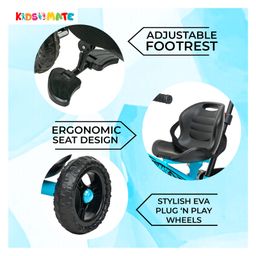 Kidsmate Xplorer Kids Tricycle without Canopy | Durable Plug & Play Baby Trike with EVA Wheels, Safety Rail & Push Handle for Parents | Safe & Comfortable Ride for Toddlers 12-48 Months - Blue image 5