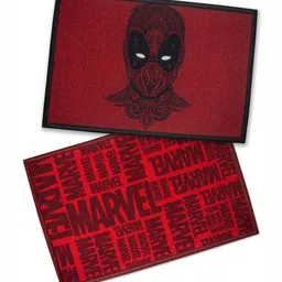 Athom Living 2-Pcs Red & Black Marvel Printed Anti-Skid Doormat-11