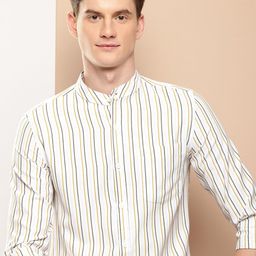 encore by INVICTUS Striped Band Collar Casual Shirt-image-14
