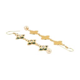 Teejh Tvarita Dark Green & Golden Dangler Earrings image 4