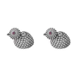 Teejh Dharvi Red Stone Antique Silver Jhumki Earrings image 4