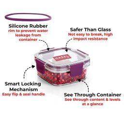 HAZEL Transparent Plastic Airtight Leak proof Microwave Safe Container 400 ml image 2