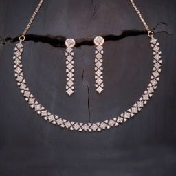 Kushal's Fashion Jewellery White Rose Gold Tone Plated Set for Women-picture-31