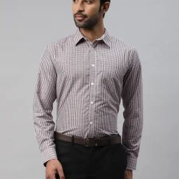 Don Vino Brown Slim Fit Check Shirt-image-80