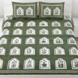 Living Roots Floral Green 240 TC Cotton Bedsheet with 2 Pillow Covers-image-89