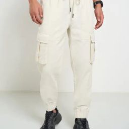 People By Pantaloons White Cotton Regular Fit Joggers-image-23
