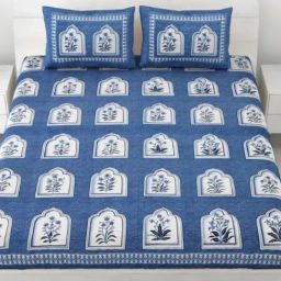 Living Roots Floral Blue 240 TC Cotton Bedsheet with 2 Pillow Covers-image-62