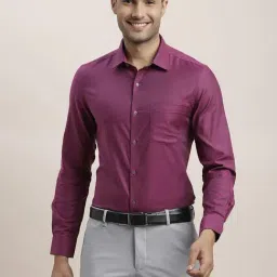Turtle Magenta Cotton Slim Fit Dobby Shirt-image-25