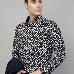 Hancock White & Black Slim Fit Printed Shirt-image-27