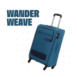Citizen Wander Weave Turquoise Color Block Soft Medium Trolley Bag - 68 Cms image 2