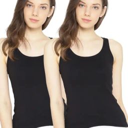 Lady Lyka Black Cotton Camisole (Pack Of 2)-image-54