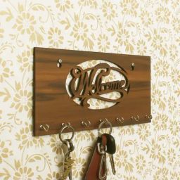 eCraftIndia Welcome Theme Wooden Key Holder with 7 Hooks-21