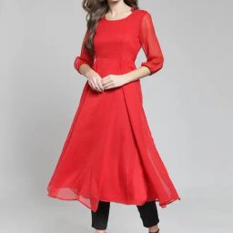 Sera Red & Black Kurta With Pants-image-37