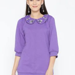 Belle Fille Light Purple Embellished Sweatshirt-image-63
