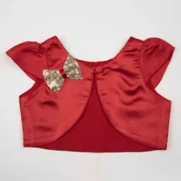 Many Frocks Kids Red Embellished Shrug-image-13