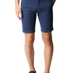 Basics Comfort Fit Ensign Blue Pure Cotton Twill Shorts-image-18