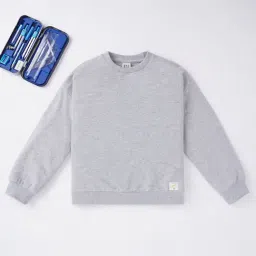 Ed-A-Mamma Sustainable Full Sleeves Solid Sweatshirt For Boys - Grey-image-12