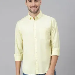 Dennis Lingo Yellow Cotton Slim Fit Shirt-image-95