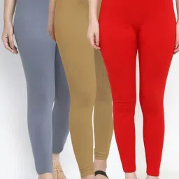 Gracit Red & Grey Mid Rise Leggings - Pack Of 3-picture-12