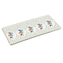 India Circus Abstract White Bone China Snack Set (Set of 7) Accented With 22 Carat White Each With Gift Premium Box image 4
