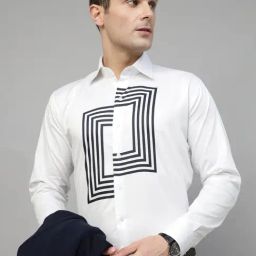 Hancock White Slim Fit Printed Shirt-image-121