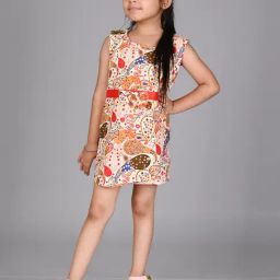 Creative Kid's Girls Multicolor Cotton Printed Dress-image-102