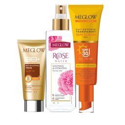 MEGLOW Set Of 3 BB Cream- 30 g- Rose Water Facial Mist- 100 ml & Day Defence Sunscreen-image-57