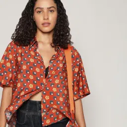 Vero Moda Orange Cotton Printed Shirt-image-83