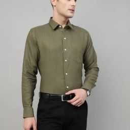 Hancock Olive Slim Fit Solid Shirt-picture-11