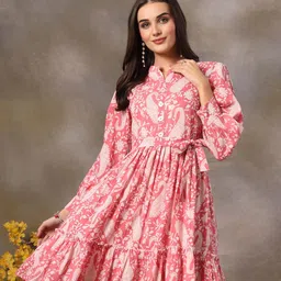 Zenava by Myntra Women Printed Pure Cotton Fit & Flare Dress-image-15