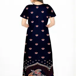 AAKARSHANA CREATION Blue Pure Cotton Maxi Printed Nightdress-picture-1