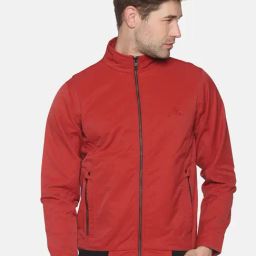 SHOWOFF Maroon Cotton Slim Fit Solid Jacket-20