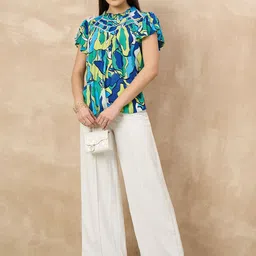 all about you Women Abstract Printed Flutter Sleeeves Top image 2
