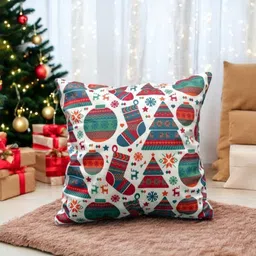 LUSHLYF White & Blue Ethnic Motifs Velvet Square Cushion Covers-image-42