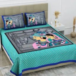 Living Roots Abstract Green 240 TC Cotton Bedsheet with 2 Pillow Covers-image-8