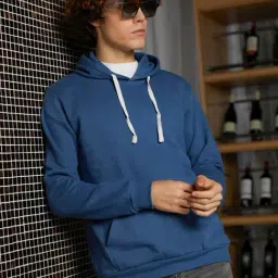 Campus Sutra Blue Regular Fit Hooded Sweatshirt-picture-6