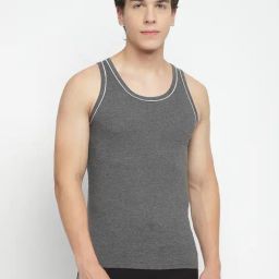La Intimo Charcoal Melange Modish Gym Vest-11