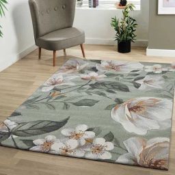 Obsessions Olive & Cream Floral Carpet - Medium-image-0