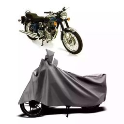 Auto Pearl Two Wheeler Cover with Bag for Royal Enfield Machismo 500, Silver-image-77