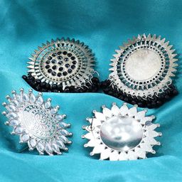 VAGHBHATT Set of 2 Oxidised Stone Studded & Beaded Studs image 3